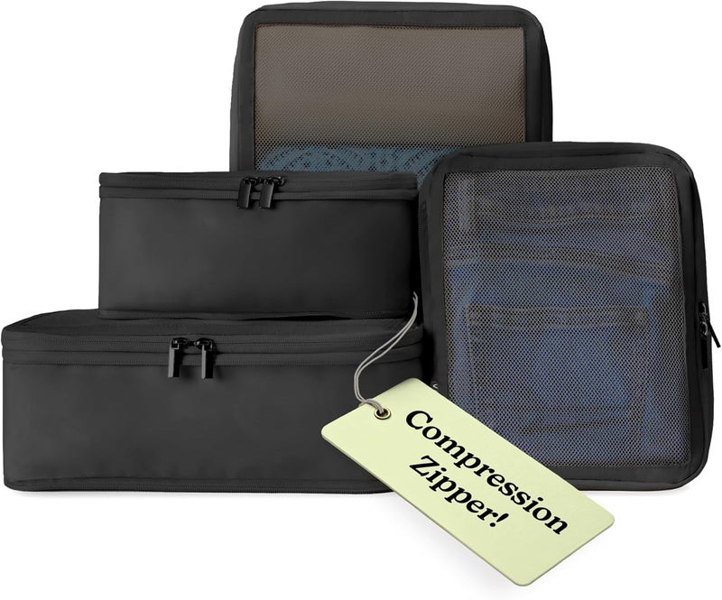 VANDEL Space-Saving Compression Packing Cubes for Women, Men, Compressible Carry On Suit Case Organizer Luggage Packing Cubes for Travel Organizer Bags for Luggage and Backpacks, Suitcase Cube - Image 1